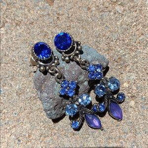 Blue crystal earrings.